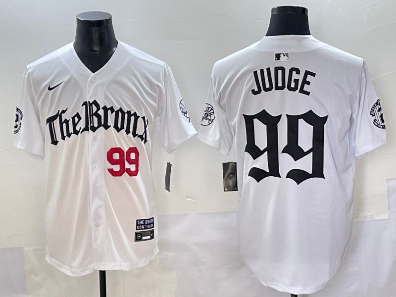 Men 2025 New York Yankees 99 Judge White Five generations Joint Name Nike MLB Jersey style 32